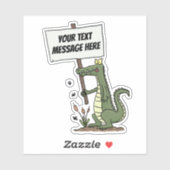 Cute, grappige groene krokodille glimlachende humo sticker (Vel)