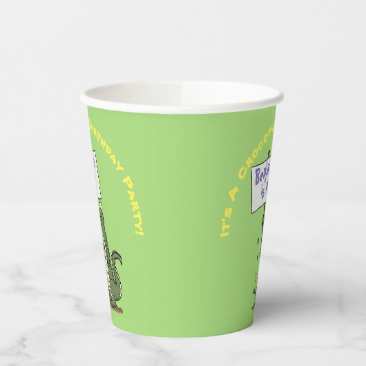 Cute, grappige groene krokodille humor cartoon papieren bekers (Links)