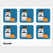 Cute grappige Halloween geest met Cool mustache Vierkante Sticker (Vel)