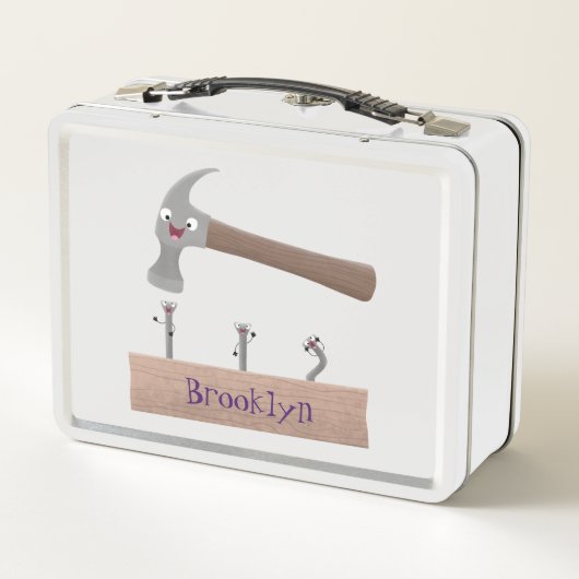 Cute, grappige hamer en nagels cartoon illustratie (Achterkant)