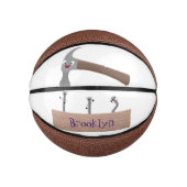 Cute, grappige hamer en nagels cartoon illustratie basketbal (Voorkant)