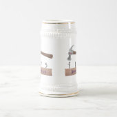 Cute, grappige hamer en nagels cartoon illustratie bierpul (Center)