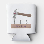 Cute, grappige hamer en nagels cartoon illustratie blikjeskoeler (Achterkant)