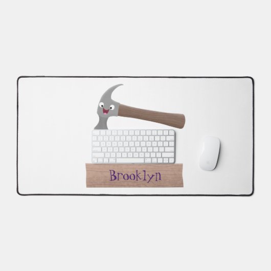 Cute, grappige hamer en nagels cartoon illustratie bureaumat (Keyboard & Muis)