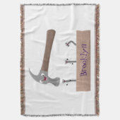 Cute, grappige hamer en nagels cartoon illustratie deken (Voorkant Verticaal)