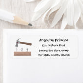 Cute, grappige hamer en nagels cartoon illustratie etiket (Insitu)