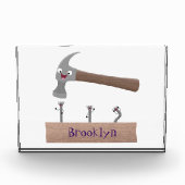 Cute, grappige hamer en nagels cartoon illustratie fotoblokken (Voorkant)