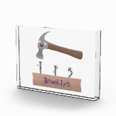 Cute, grappige hamer en nagels cartoon illustratie fotoblokken (Rechts)