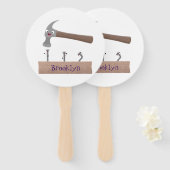 Cute, grappige hamer en nagels cartoon illustratie handwaaier (Voorkant en achterkant)