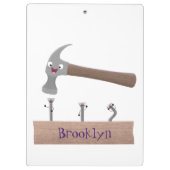 Cute, grappige hamer en nagels cartoon illustratie klembord (Achterkant)