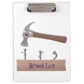 Cute, grappige hamer en nagels cartoon illustratie klembord (Voorkant)
