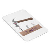 Cute, grappige hamer en nagels cartoon illustratie magneet (Rechterzijde)