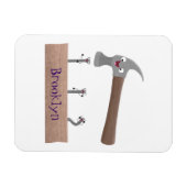 Cute, grappige hamer en nagels cartoon illustratie magneet (Horizontaal)