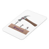 Cute, grappige hamer en nagels cartoon illustratie magneet (Linkerzijde)