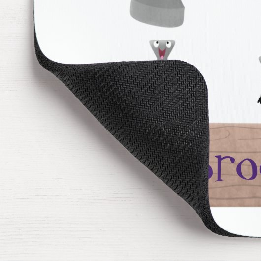 Cute, grappige hamer en nagels cartoon illustratie muismat (Hoek)