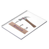 Cute, grappige hamer en nagels cartoon illustratie notitieboek (Linkerzijde)