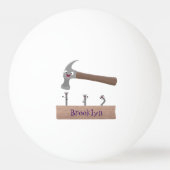 Cute, grappige hamer en nagels cartoon illustratie pingpongbal (Achterkant)