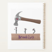 Cute, grappige hamer en nagels cartoon illustratie planner (Achterkant)