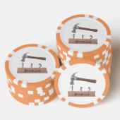Cute, grappige hamer en nagels cartoon illustratie poker chips (Opstapeling)