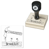 Cute, grappige hamer en nagels cartoon illustratie rubberstempel (Gestempeld)