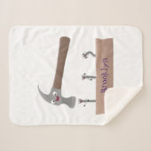 Cute, grappige hamer en nagels cartoon illustratie sherpa deken (Voorkant (horizontaal))