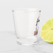 Cute, grappige hamer en nagels cartoon illustratie shot glas (Links)