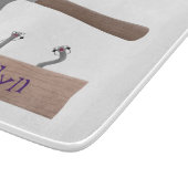 Cute, grappige hamer en nagels cartoon illustratie snijplank (Hoek)