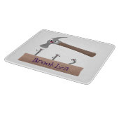 Cute, grappige hamer en nagels cartoon illustratie snijplank (Hoek)