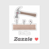 Cute, grappige hamer en nagels cartoon illustratie sticker (Vel)