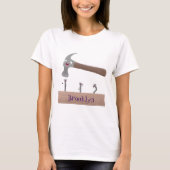 Cute, grappige hamer en nagels cartoon illustratie t-shirt (Voorkant)