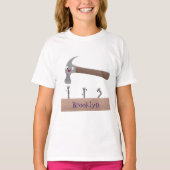 Cute, grappige hamer en nagels cartoon illustratie t-shirt (Voorkant)
