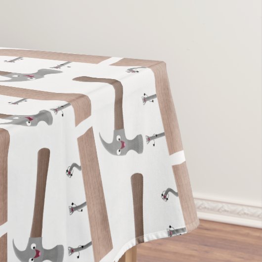 Cute, grappige hamer en nagels cartoon illustratie tafelkleed (Voorbeeld)