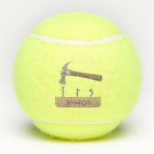Cute, grappige hamer en nagels cartoon illustratie tennisballen (Achterkant)