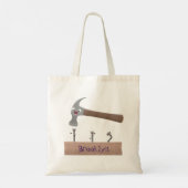 Cute, grappige hamer en nagels cartoon illustratie tote bag (Achterkant)