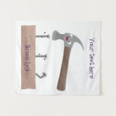 Cute, grappige hamer en nagels cartoon illustratie wandkleed (Voorkant (horizontaal))