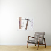 Cute, grappige hamer en nagels cartoon illustratie wandkleed (In Situ (horizontaal))