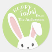 Cute grappige Happy Paaster Bunny Green Spring Ronde Sticker (Voorkant)