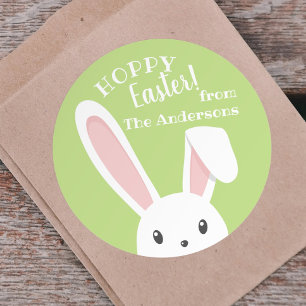 Cute grappige Happy Paaster Bunny Green Spring Ronde Sticker