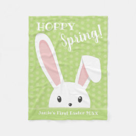 Cute grappige Happy Spring Easter Bunny Name Green Fleece Deken