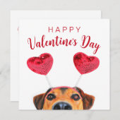 Cute Grappige Hond Hart Hoofdband Valentijnsdag Fe Kaart (Voorkant / Achterkant)