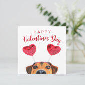 Cute Grappige Hond Hart Hoofdband Valentijnsdag Fe Kaart (Staand voorkant)