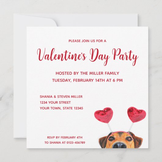 Cute Grappige Hond Hart Hoofdband Valentijnsdag Fe Kaart (Achterkant)