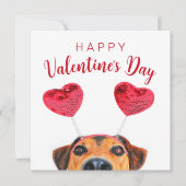 Cute Grappige Hond Hart Hoofdband Valentijnsdag Fe Kaart (Voorkant)
