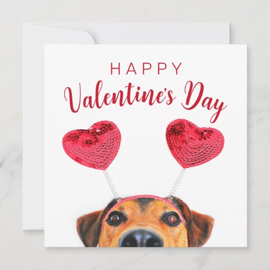 Cute Grappige Hond Hart Hoofdband Valentijnsdag Fe Kaart (Voorkant)