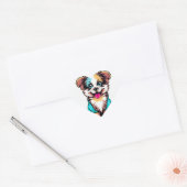 Cute grappige hond hart sticker (Envelop)
