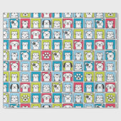 Cute, grappige honden- en kattenpatroon cadeaupapier (Vlak)