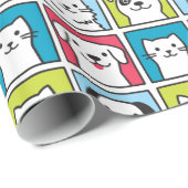 Cute, grappige honden- en kattenpatroon cadeaupapier (Rol Hoek)