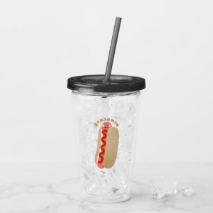 Cute grappige hotdog Weiner cartoon Acryl Drinkbeker