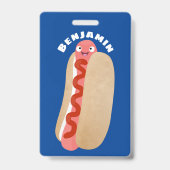 Cute grappige hotdog Weiner cartoon Badge (Achterkant)