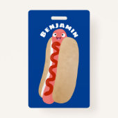 Cute grappige hotdog Weiner cartoon Badge (Achterkant)
